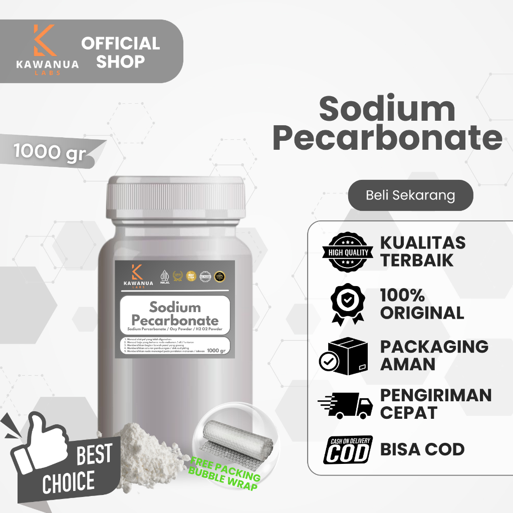 

SPC Sodium Percarbonate 99% - Oxy Powder - Natrium Perkarbonat Na₂H₃CO₆ (1Kg)