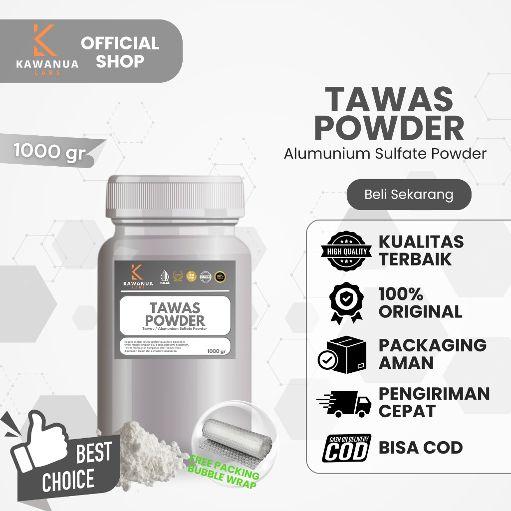 TAWAS Kristal Bubuk/Powder (Alumunium Sulfate) - Penjernih Air Sumur (1Kg)