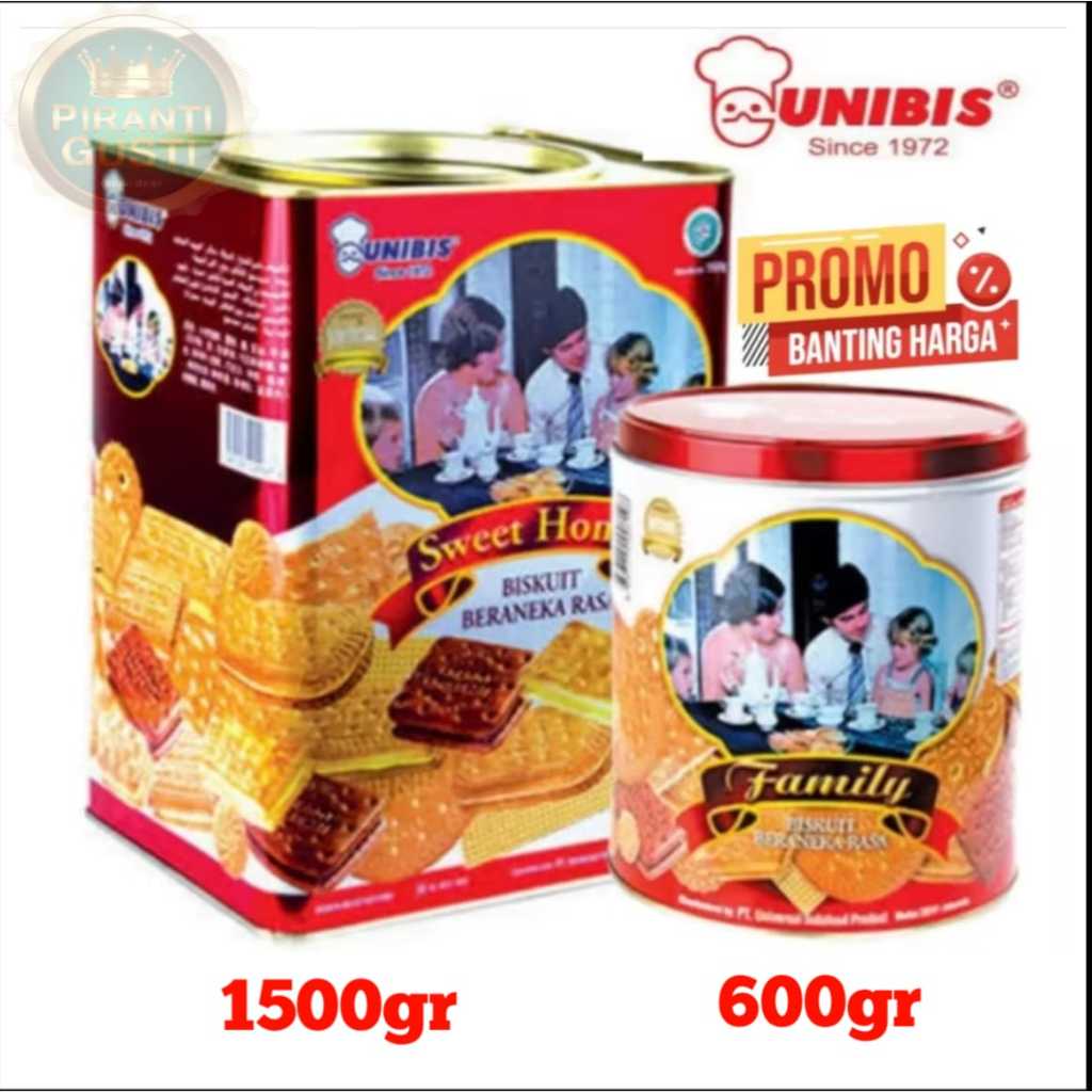 

Unibis biskuit sweet home 1500gr dan family 600gr kemasan kaleng/kue lebaran