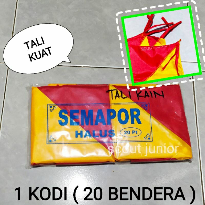( 1 kodi ) BENDERA SEMAPOR ( KAIN  KAHATEX )TEBAL | MERAH KUNING | HW TALI KAIN KUAT