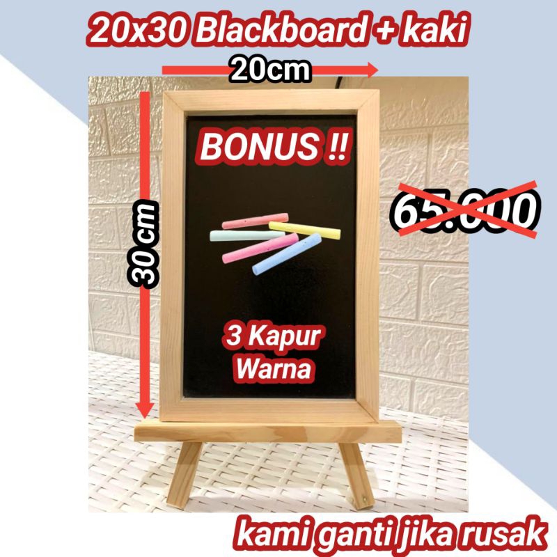 

PAPAN TULIS KAPUR 20x30 + STANDING(Gratis 3 Kapur Warna) PAPAN TULIS BLACKBOARD | PAPAN TULIS HITAM