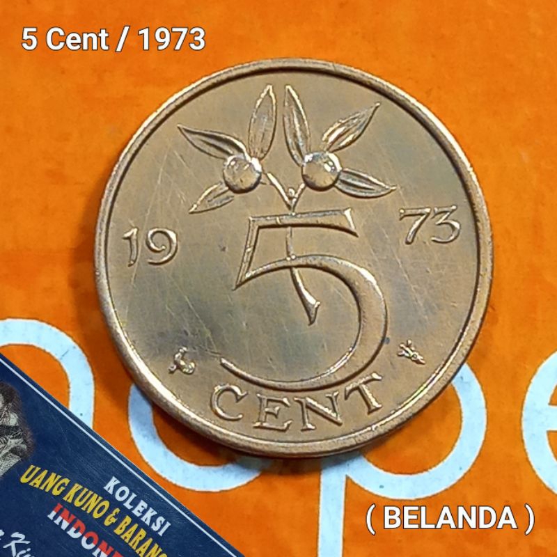 UKA073Coin 5 Cent (BELANDA) Ratu Juliana Thn 1973 Detail Bagus