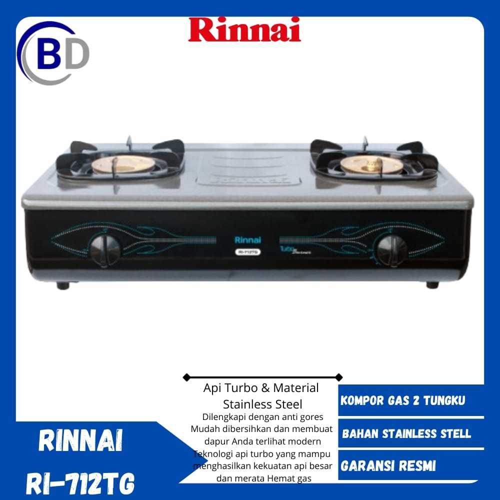 Kompor Gas Rinnai Tornado Kompor Gas 2 Tungku RI-712TG Kompor Api Tornado