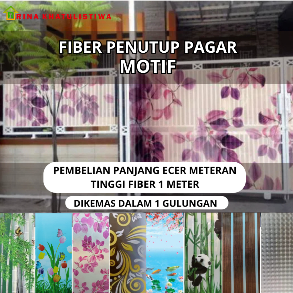 Fiber Plastik Penutup Pagar Motif Ecer Meteran Tebal 0,6mm Tinggi Fiber 1 Meter