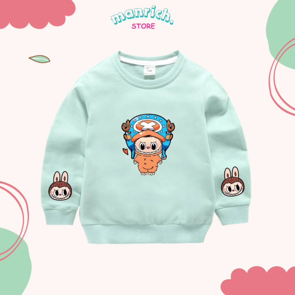 sweater labubu anak laki laki perempuan usia 1 samapi 6 tahun bahan fleece pe gramasi 240 switer gam