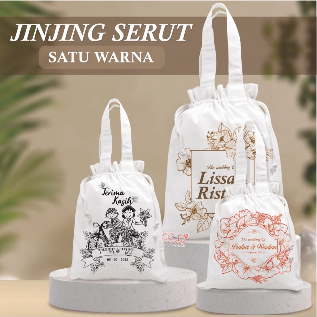 TAS SERUT SABLON / tas serut / souvenir pernikahan aesthatic / souvenir wedding