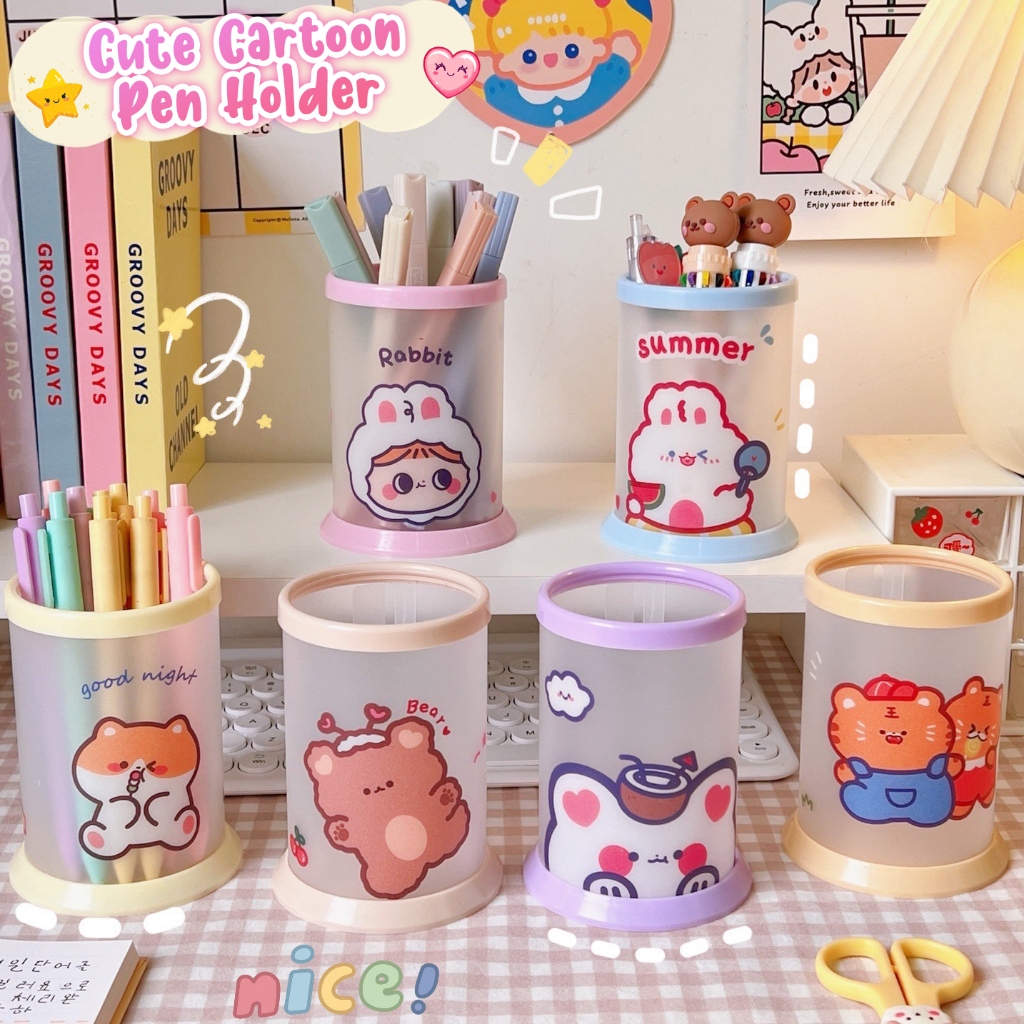 

Pen Holder Tempat Pensil Alat Tulis bahan Plastik Bongkar Pasang Motif Karakter Kartun Lucu