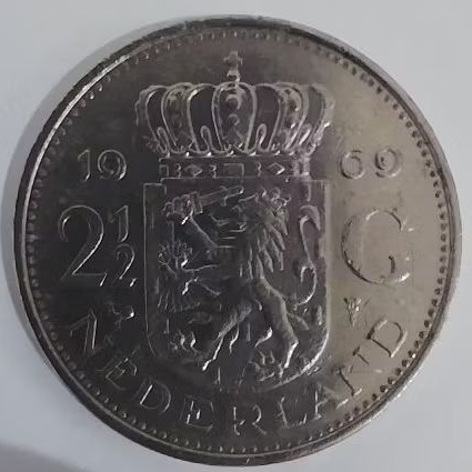 Koin 2,5 Gulden 1969 Belanda Holland | Mata Asing Kuno Antik
