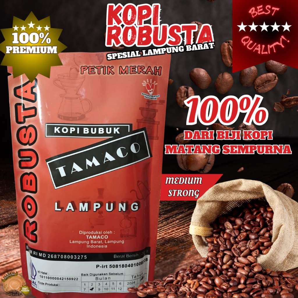 

Kopi Lampung | Kopi Bubuk | Biji Kopi | Robusta Petik Merah 100% Kopi Robusta Lampung Premium Original | 200 Gram / 200 ml | 100 Gram / 100 ml