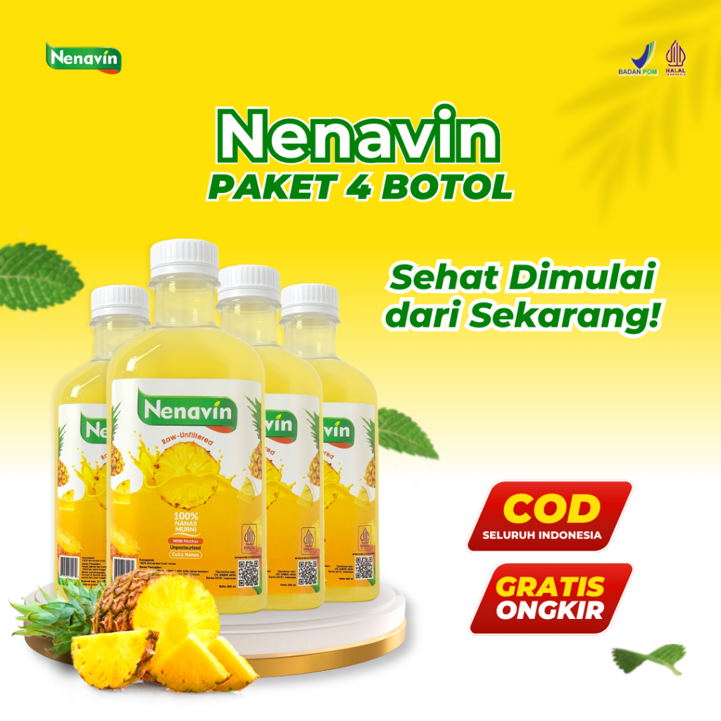 

Nenavin Cuka Nanas Paket Untung Banyak Basmi Diabetes Kencing Manis Kolesterol - 4 Botol Nanas Murni