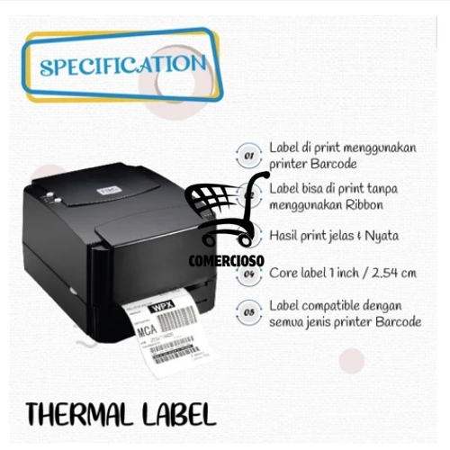 

Kertas Setiker Sticker Stiker Thermal Label Resi Paket Harga Barang Barcode 500 Pcs Anti Luntur
