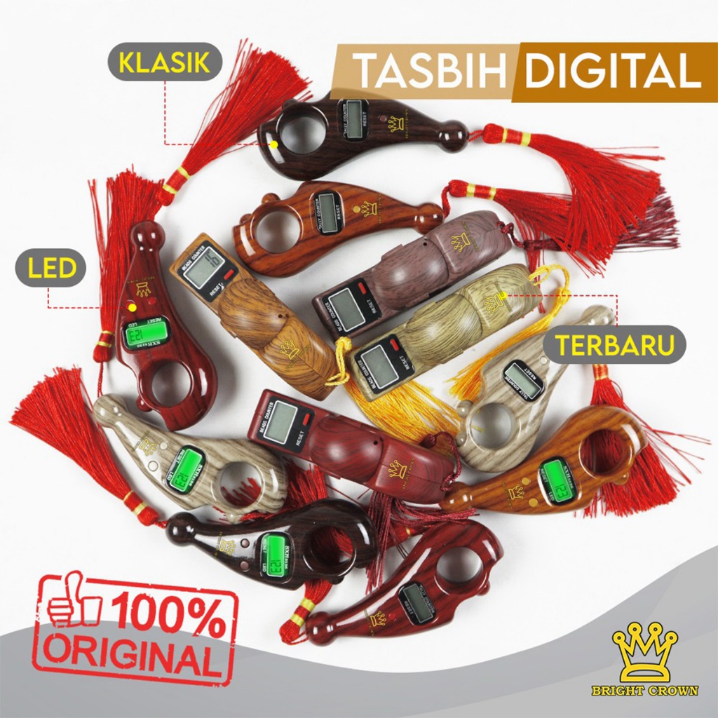Bright Crown LED Tasbih Digital 3 JENIS Kayu/ Tasbih Counter Premium Original resmi SXH.HIGH QUALITY