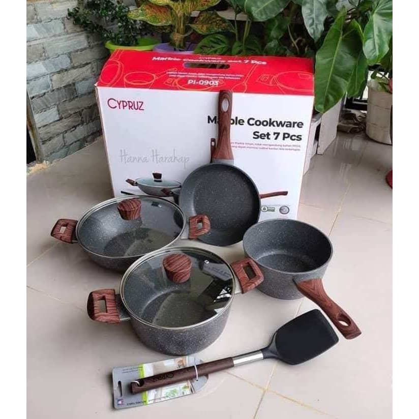 Cypruz Marble Set of 7 Wajan Anti Lengket Set Komplit