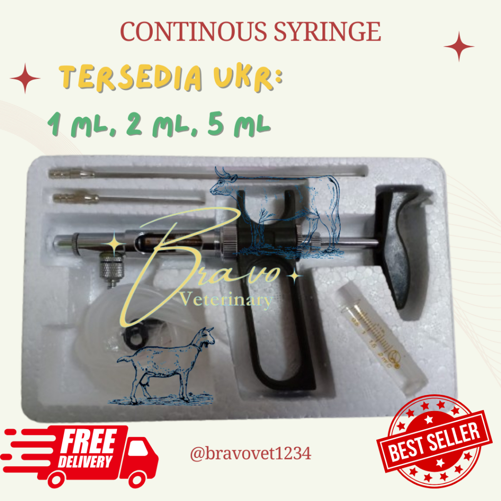 Alat Suntik Injeksi Vaksin Automatic Syringe 1ml, 2ml, 5ml Mirip Socorex (Khusus Hewan)