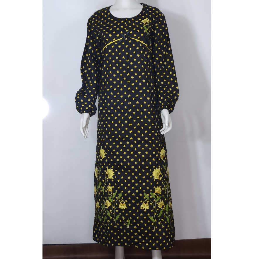 Daster Bordir Longdress Tangan Panjang Katun Biasa Khas Malang [ Dress Gamis Premium] [Baju Busui]