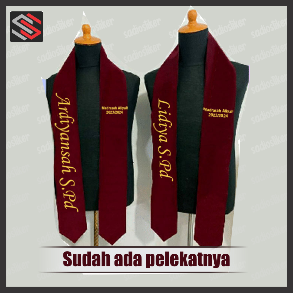 Selempang Wisuda Bordir Kain Beludru Murah/ Selempang Wisuda Murah