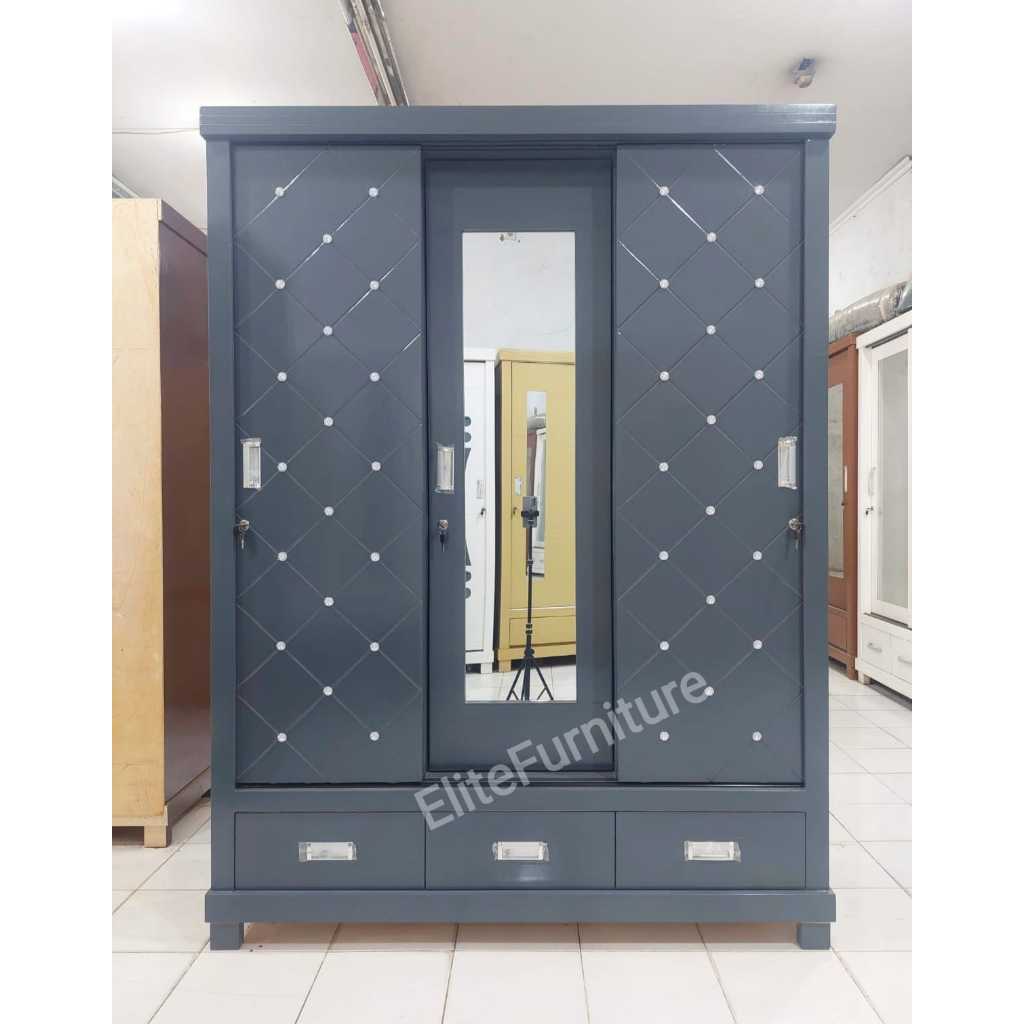 Lemari Pakaian 3Pintu Motif DIAMON , BAJU 3PINTU GESER