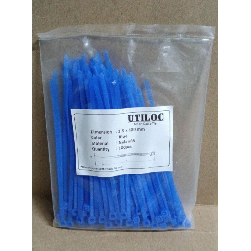 

9638 insulok kabel tali ties tis 10cm 10 cm 100mm 100 mm nylon biru blue 100pcs