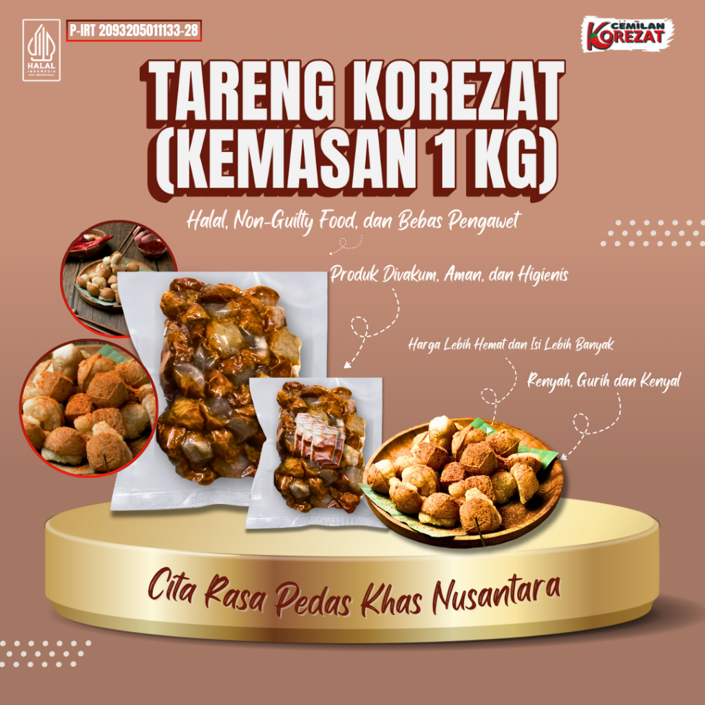 

Tareng Tahu Cireng Korezat Khas Garut [1 Kg] [Halal Siap Goreng] - Cemilan Gurih Renyah & Kenyal