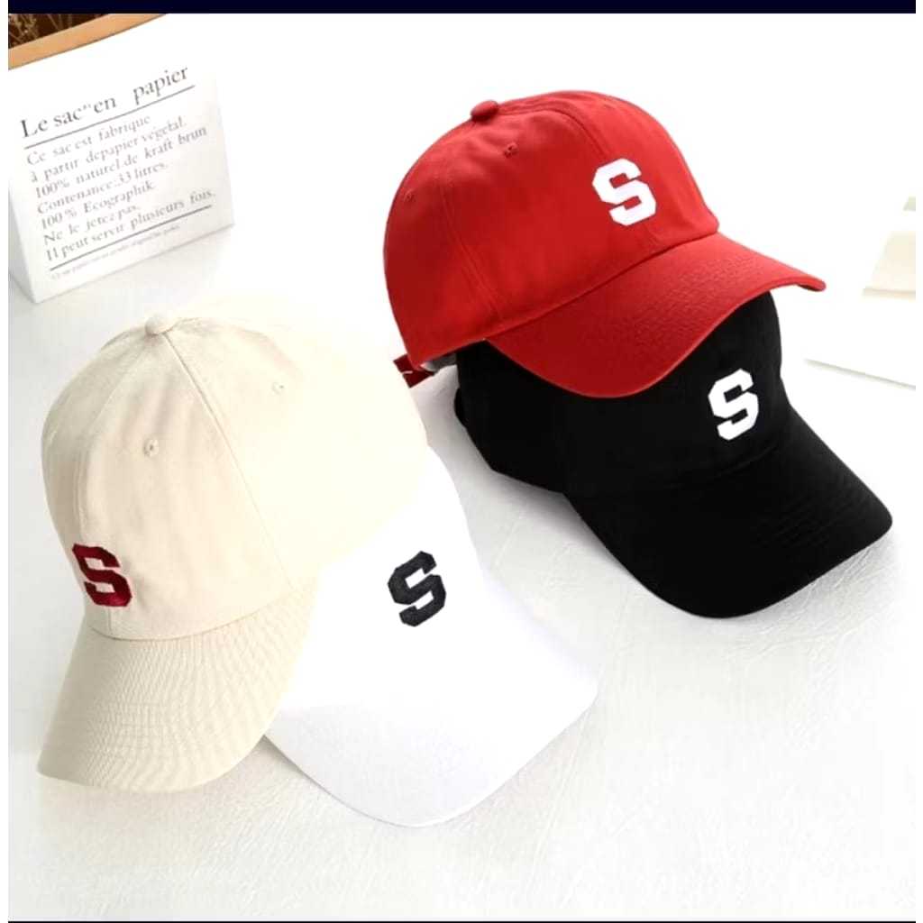 Topi Dewasa Bordir Logo S Terbaru / Topi Baseball Cap Distro Import Logo S Pria Wanita Korea Style U