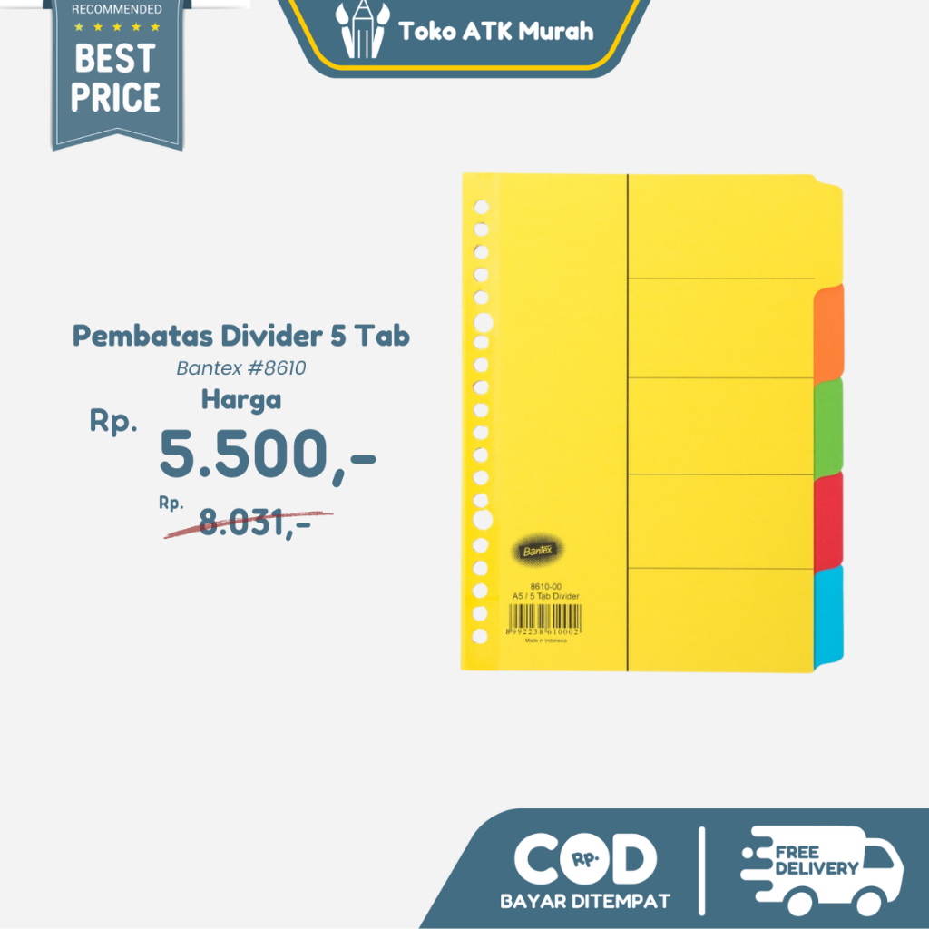 

Bantex Cardboard Divider & Indexes A5 (5 pages) #8610