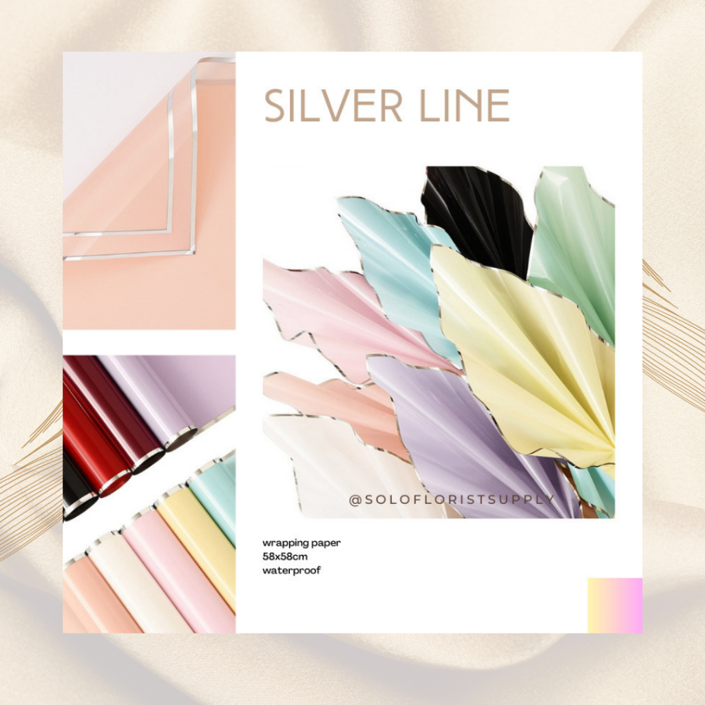 

SILVER LINE GOLD LINE FLOWER WRAPPING TRANSPARENT CELLOPHANE KERTAS BUNGA BOUQUET PEMBUNGKUS BUKET