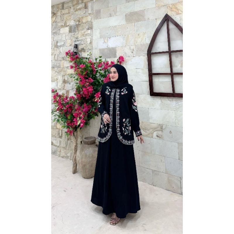 Abaya Set Pashmina Bordir