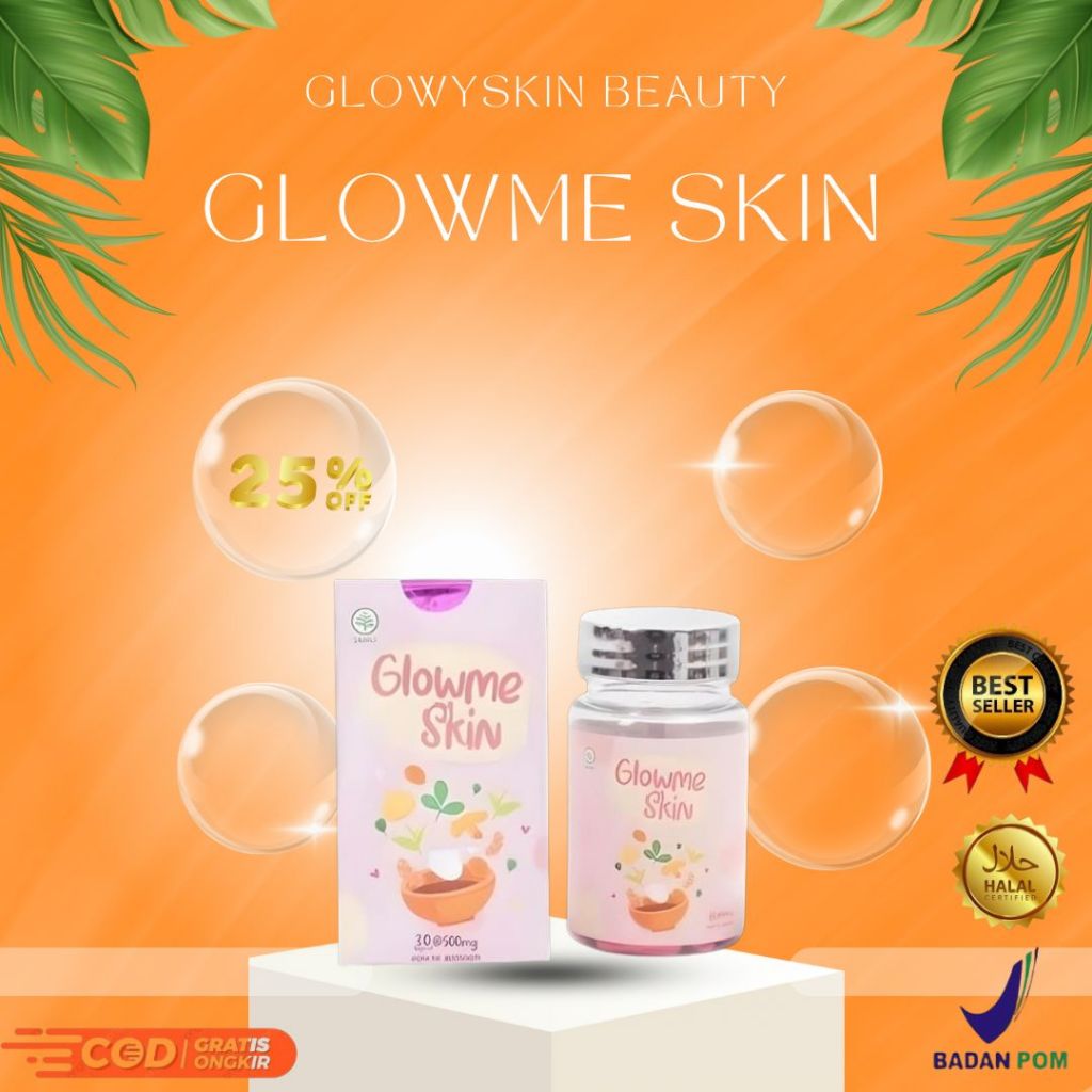 1BOTOL GLOWME SKIN Whitening Capsule SUPLEMEN Pemutih Kulit Badan Dari Dalam TERLAIS AMAN BPOM HALAL