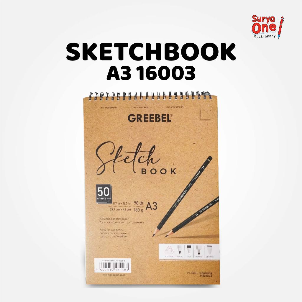 

Sketchbook Greebel A3 16003 50 Lembar / Buku Gambar A3 / Sketch Book / Buku Sketsa / Buku Menggambar / Painting Book Suryaone