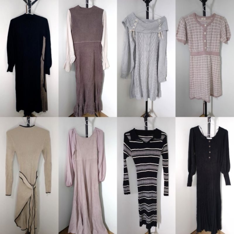 Dress, Tunik, Long & Mini Dress Brand Uniqlo, GRL, H&M, Azul, Zara, GU Tweed, Rajut, Kepang, Mix Sat
