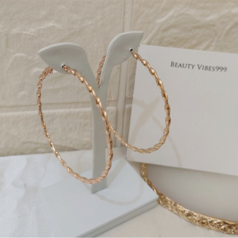 Anting Bulat Besar Gold - Anting-Anting Berbentuk Bulat dengan Ukuran Besar - Earrings