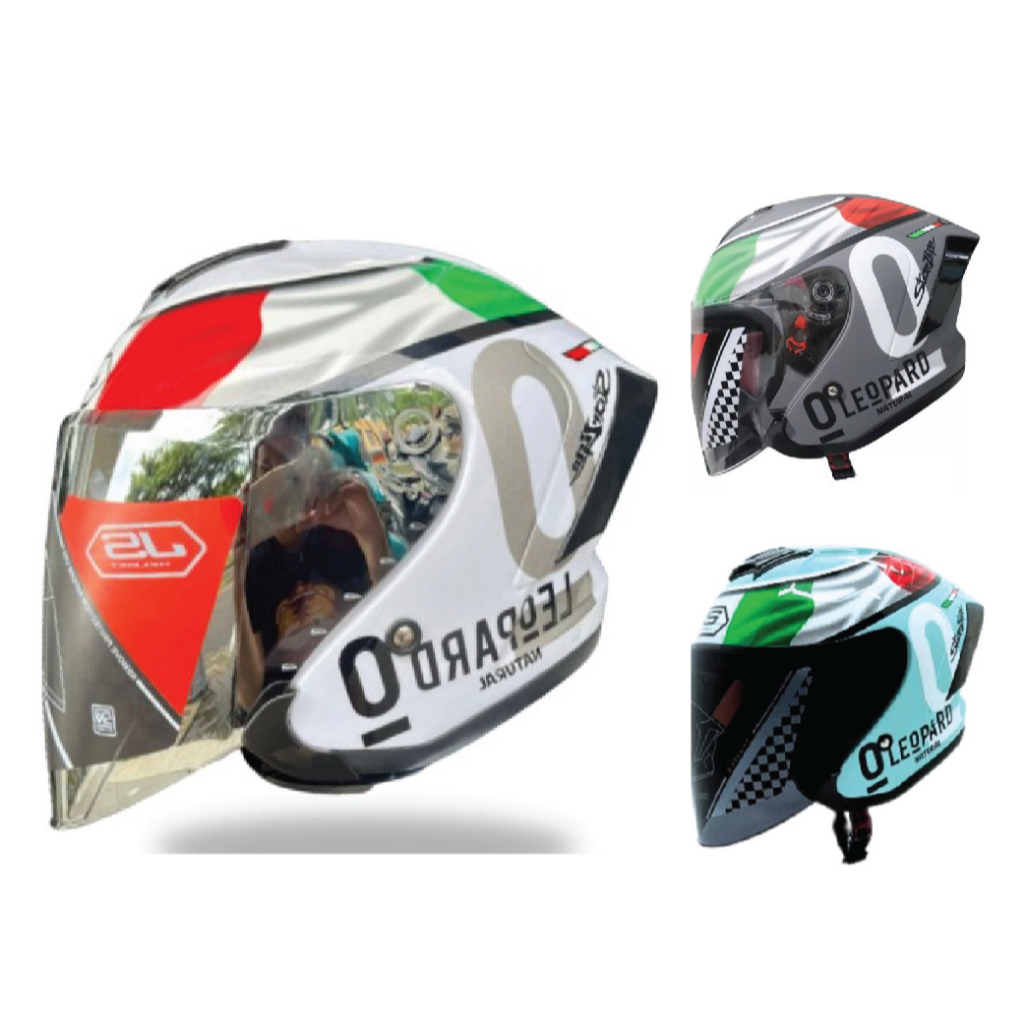 HELM JS ARMOR LEOPARD ORIGINAL / HELM HALF FACE PRIA WANITA TERLARIS SNI