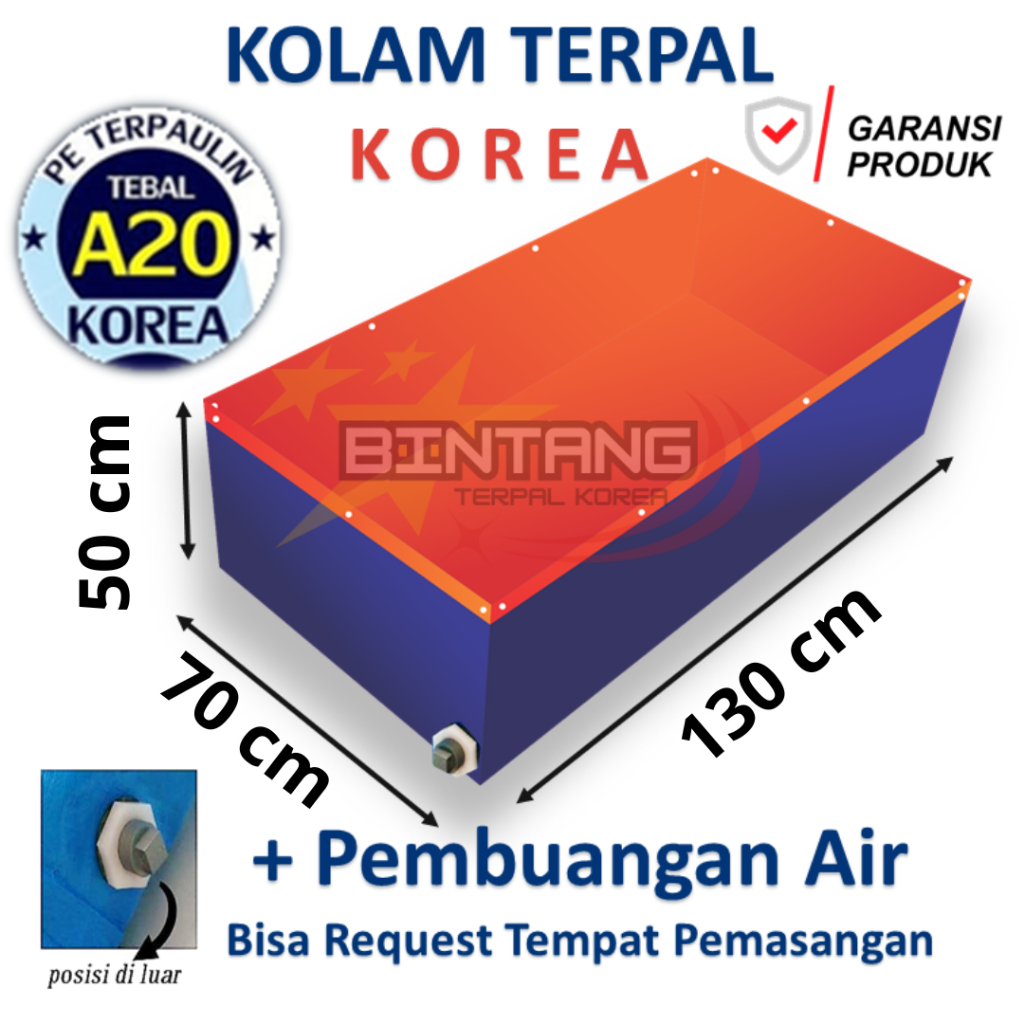 Terpal Kolam Terpal 130x70x50 - 70x130x50 - 1.3x0.7x0.5 - 0.7x1.2x0.5 Korea Asli Terpal Kolam