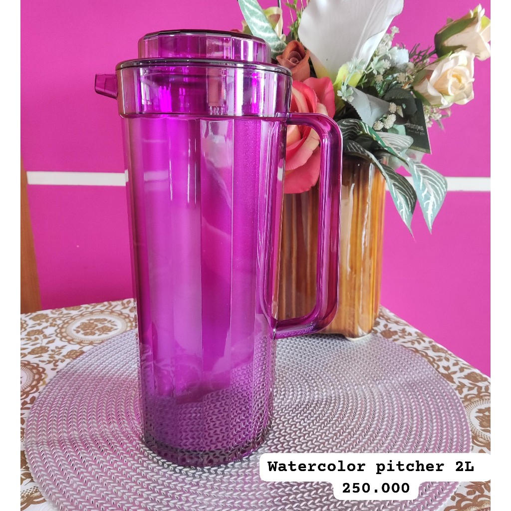 Tupperware BIG PROMO Watercolor Pitcher 2L - Teko Ungu Kristal