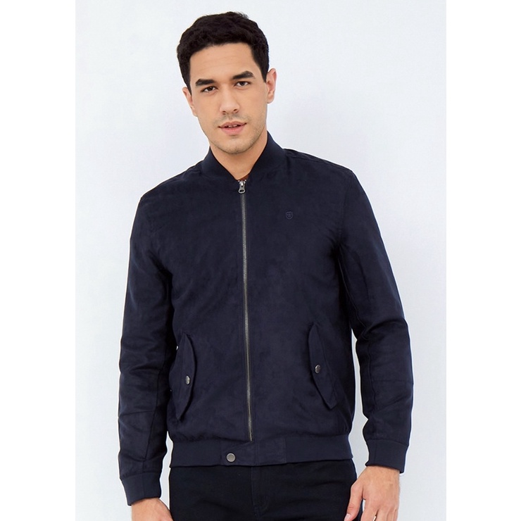 Sangat Nyaman WOOD Suede Bomber Jacket 2JKILXC221L287 Navy