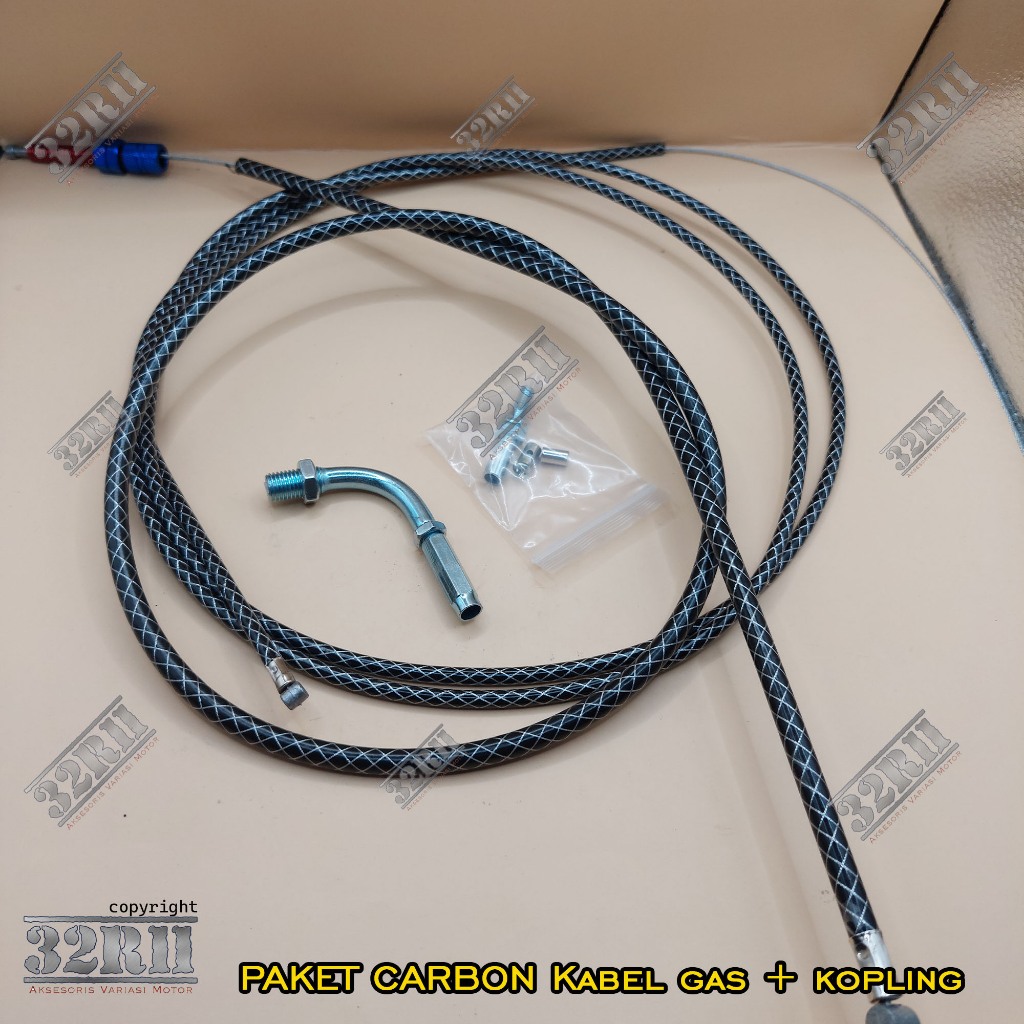 KABEL KOPLING + KABEL GAS SERAT KARBON UNIVERSAL RX KING SATRIA FU NINJA SONIC BYSON DLL