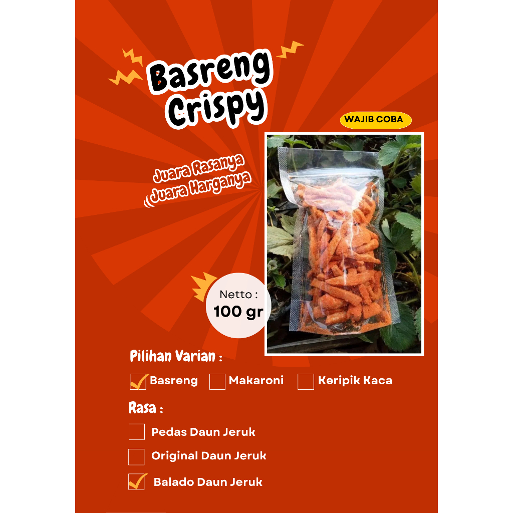 

BASRENG CRISPY STIK BALADO DAUN JERUK GURIH RENYAH