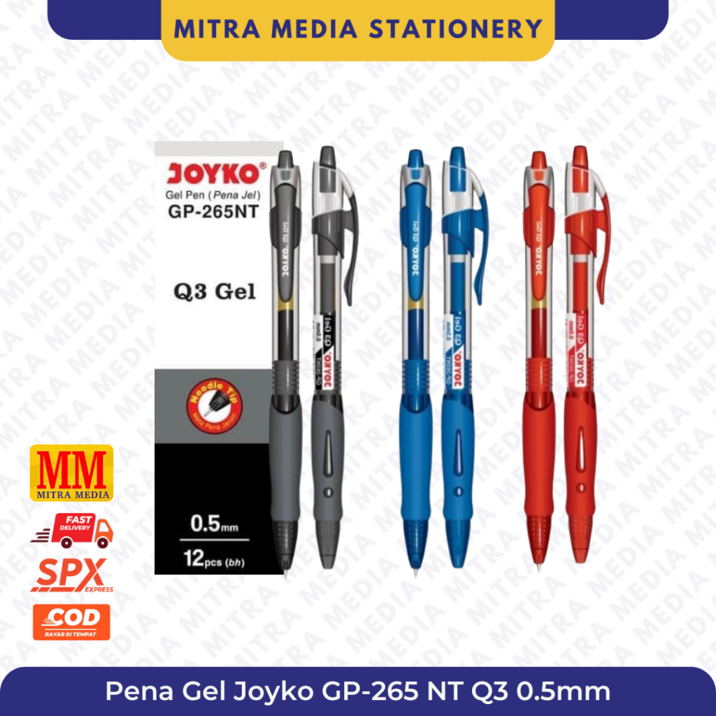 

Gel Pen Pulpen Pena Joyko GP-265 NT/265 Q Gel 0.5 mm - Hitam Merah Biru