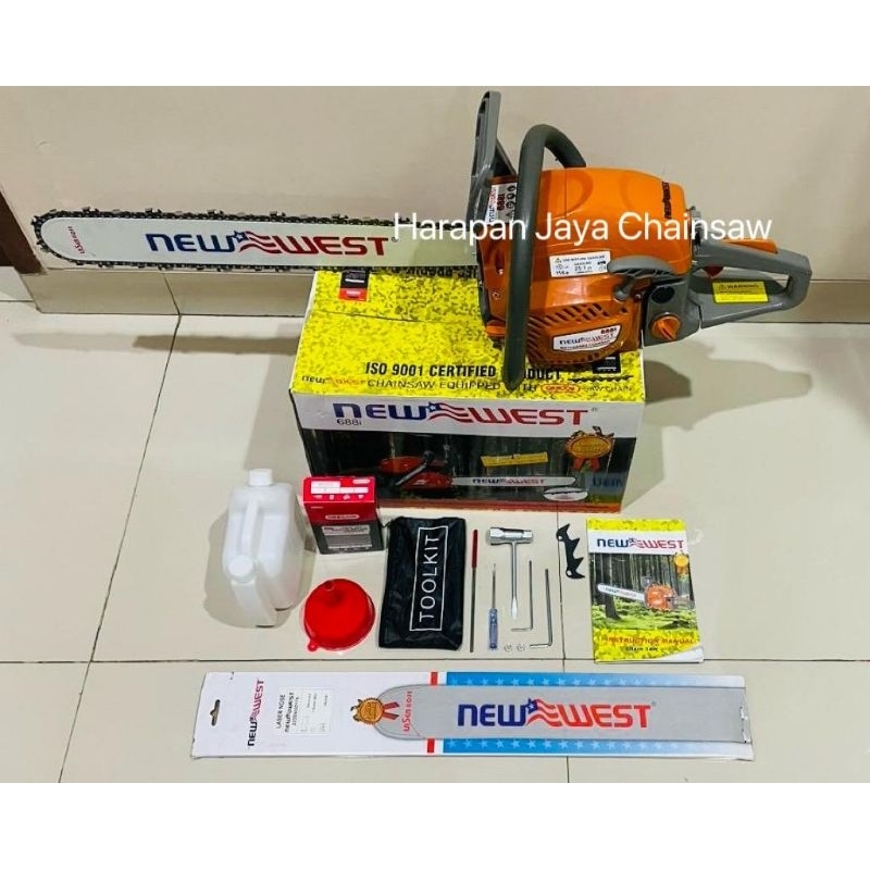 Mesin Chainsaw NEW WEST 688 i Bar 22 Inch Komplit/Mesin Pemotong Kayu New West 688 i
