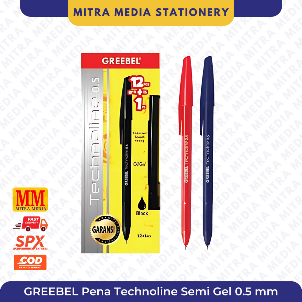 

Pulpen / Pena / Pen Greebel Technoline 0.5 mm - Hitam / Merah / Biru