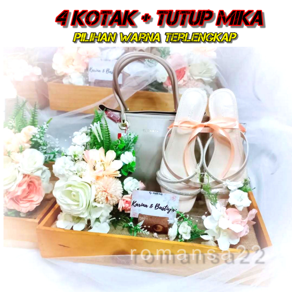 Promo Kotak Seserahan Nikah Isi 4 Kotak Kayu Jati Belanda Seserahan Pernikahan Dengan Tutup Mika