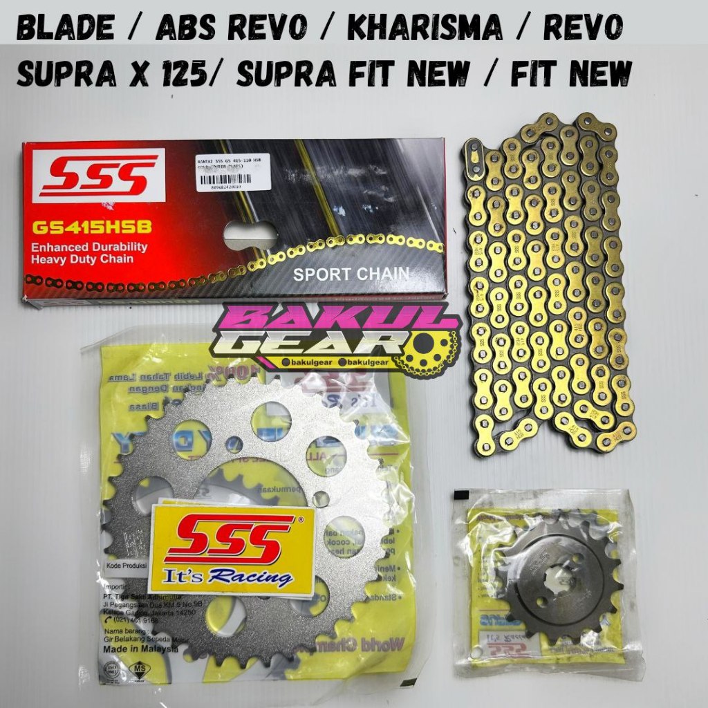 Gear Set SSS Supra X 125 Fi Batman Helm in Revo Aboslute Blade Kharisma Fit New X ORIGINAL FULL KH4