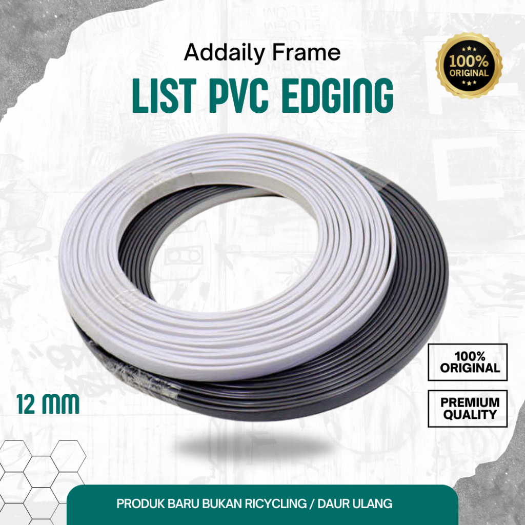 Lis PVC Edging Original Hitam/putih tebal 12 MM
