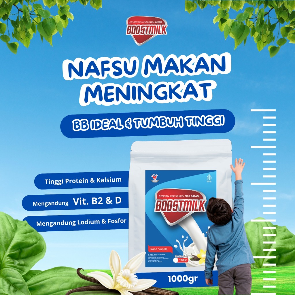 

BOOSTMILK WEIGHT GAIN MILK RASA VANILA 1KG - SUSU PENAMBAH BERAT DAN TINGGI BADAN