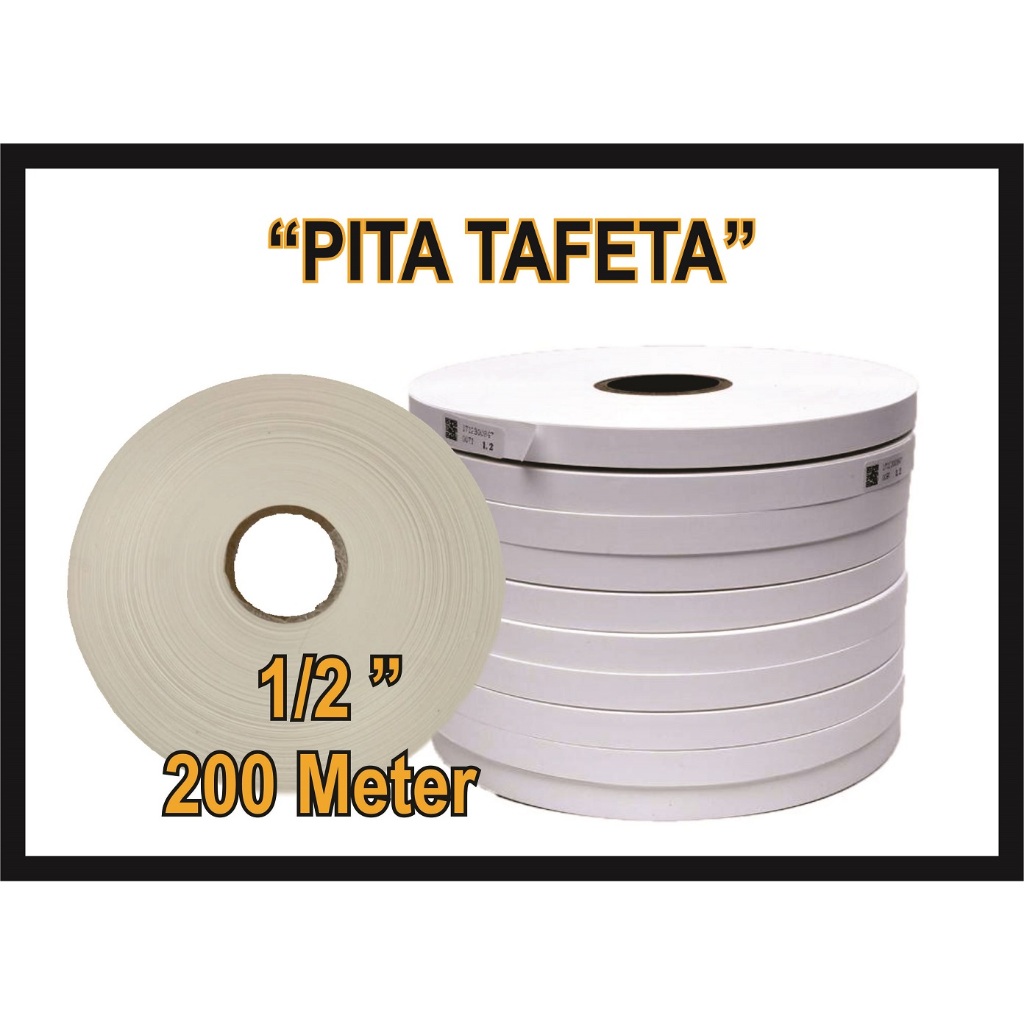 

Pita Tafeta Laundry /Pita Label Laundry /Pita Gulung Roll Label /Tafeta 1/2" 200Meter