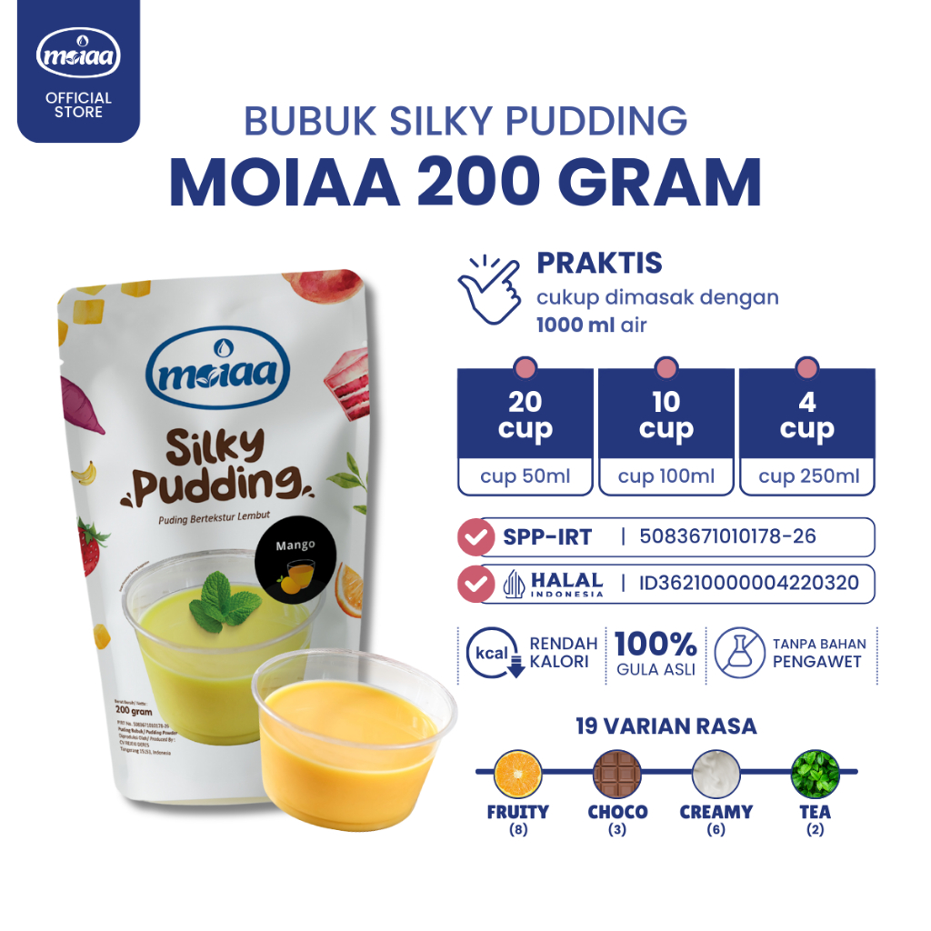 

MOIAA - Premix Silky Pudding 200 gram / Bubuk Moiaa Instan 19 Varian Rasa / Puding