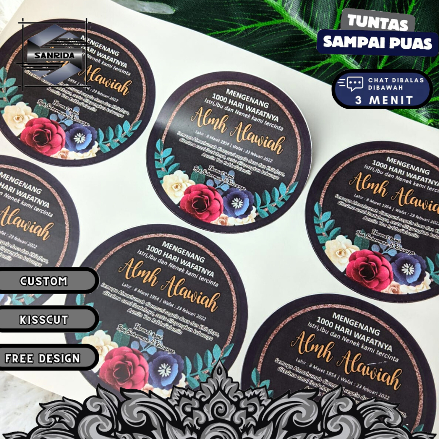 

5-8 Stiker Tahlil Haul Pengajian Mengenang Wafatnya 40 100 1000 Hari Tahlilan Sticker