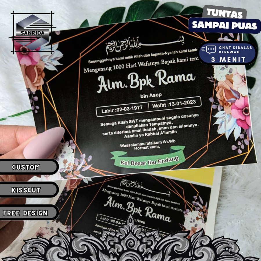 

Sticker dan Card Mengenang Wafatnya Stiker Card Label Tahlil Kartu Mengenang Tahlilan