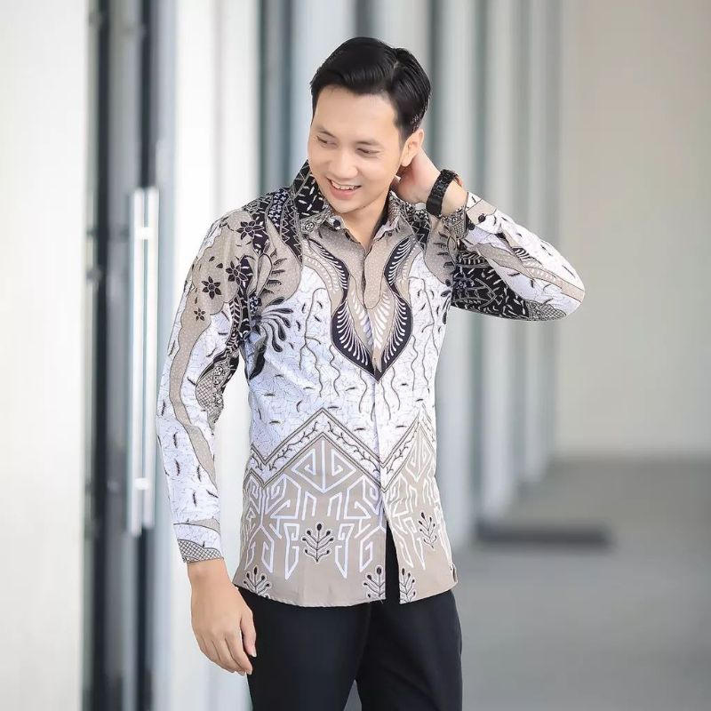 Batik pria lengan panjang,,Batik modern,,Batik keren