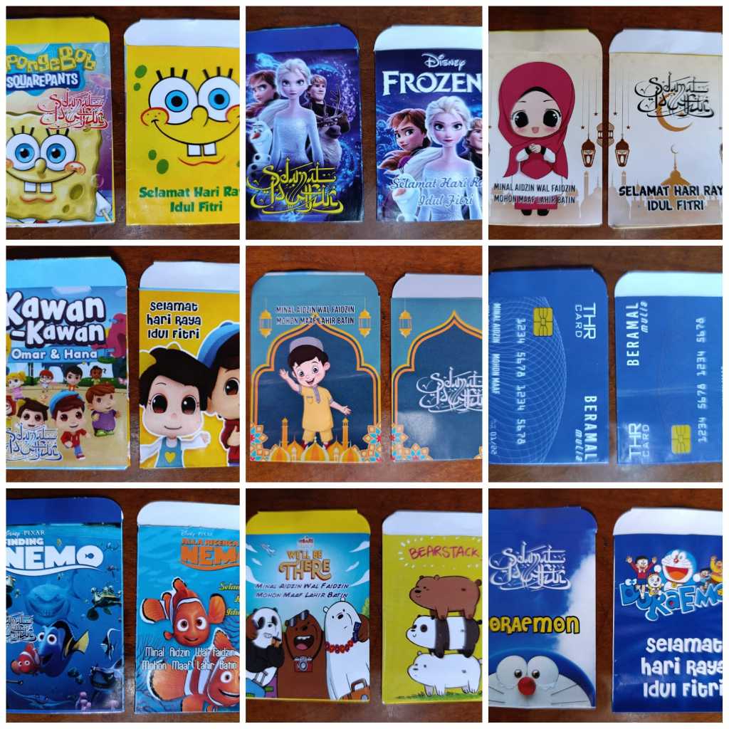 

AMPLOP LEBARAN IDUL FITRI / UNIK MURAH MERIAH / ATM, DORAEMON, SPONGEBOB, OMAR DAN HANA